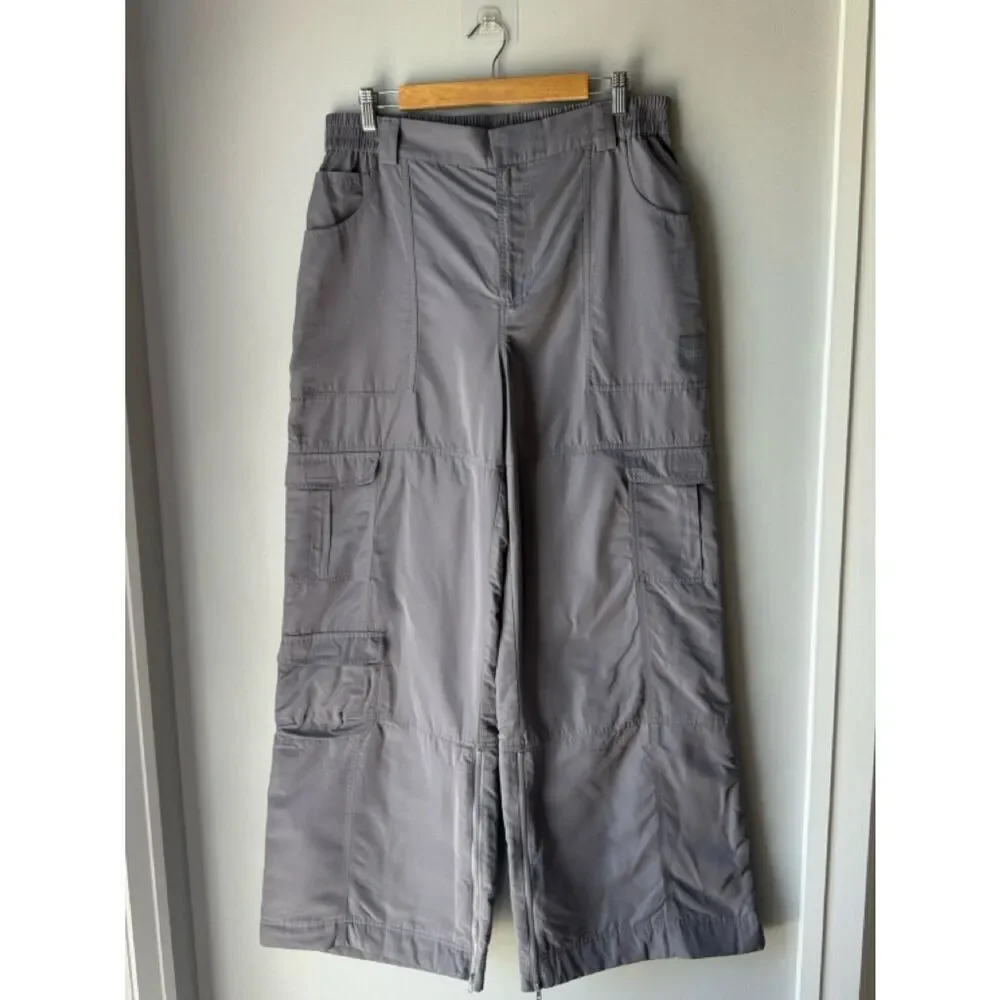 ALO High Waist Ski Moto Puffer Pants Fog Grey Blue Size